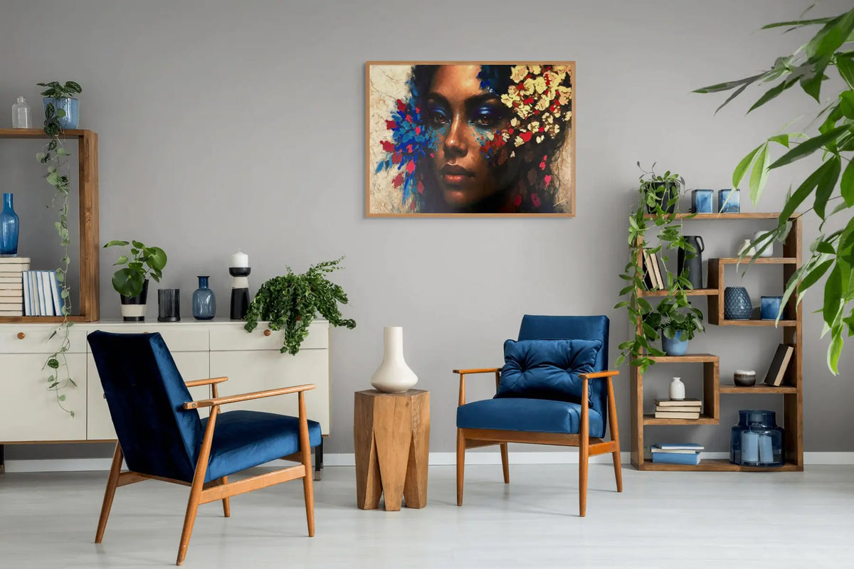 Shards of Desire original painting – couture portrait with gold leaf detailing.